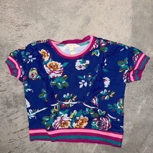 Matilda Jane Girls 4T Blue and Pink Short Sleeve Tee with Floral Design